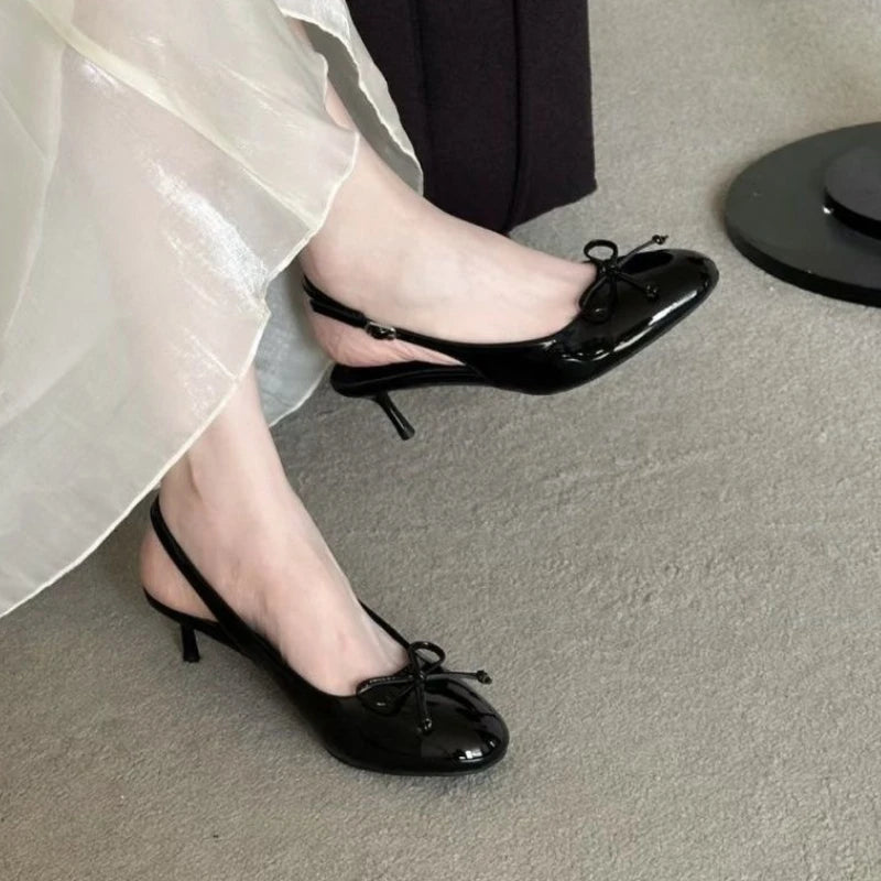 Luxury Metal Designer Women's High Heels Fashionable Open-heel Stiletto Sandals New Spring Style Slip-on Buckle Dress Shoes