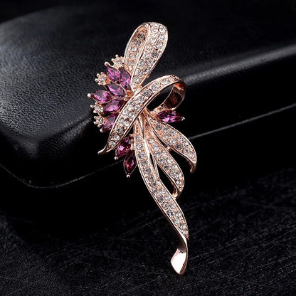 Elegant Crystal Bauhinia Brooches for Women Fashion Rhinestone Bouquet  Brooch Wedding Jewelry Clothing Coat Lapel Pins