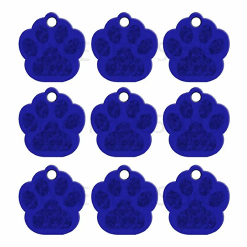 Wholesale 100Pcs Paw Pet Dog ID Tag Custom Engraved Name Plate Phone Dogs ID Tags Personalized Aluminum Pet Pendant Key Chain