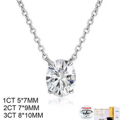 COSYA 1/2/3CT Oval Cut Moissanite Necklace For Women S925 Silver Plated 18K Gold East West Solitaire Diamond Chain Fine Jewelry