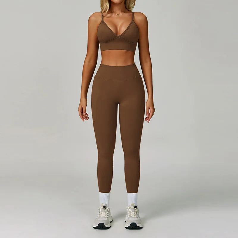 2/3PCS Seamless Sport Yoga Set Women's Breathable High Waist Fitness Sportwear Women Sports Underwear Set Gym Workout Clothes