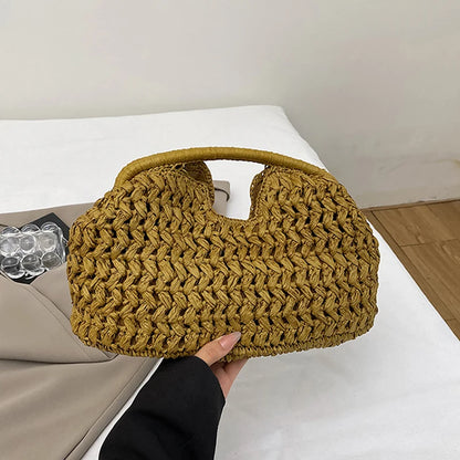 New Summer Beach Bag for Women Clutch Bag Luxury Designer Straw Bags Tote Handbag Fashion Woven Rattan Female Travel Purse
