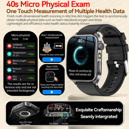 2026 New Non-Invasive Laser Treatment Three High Smart Watch Man ECG Heart Test Blood Fat Uric Acid Smart Watch For Android IOS