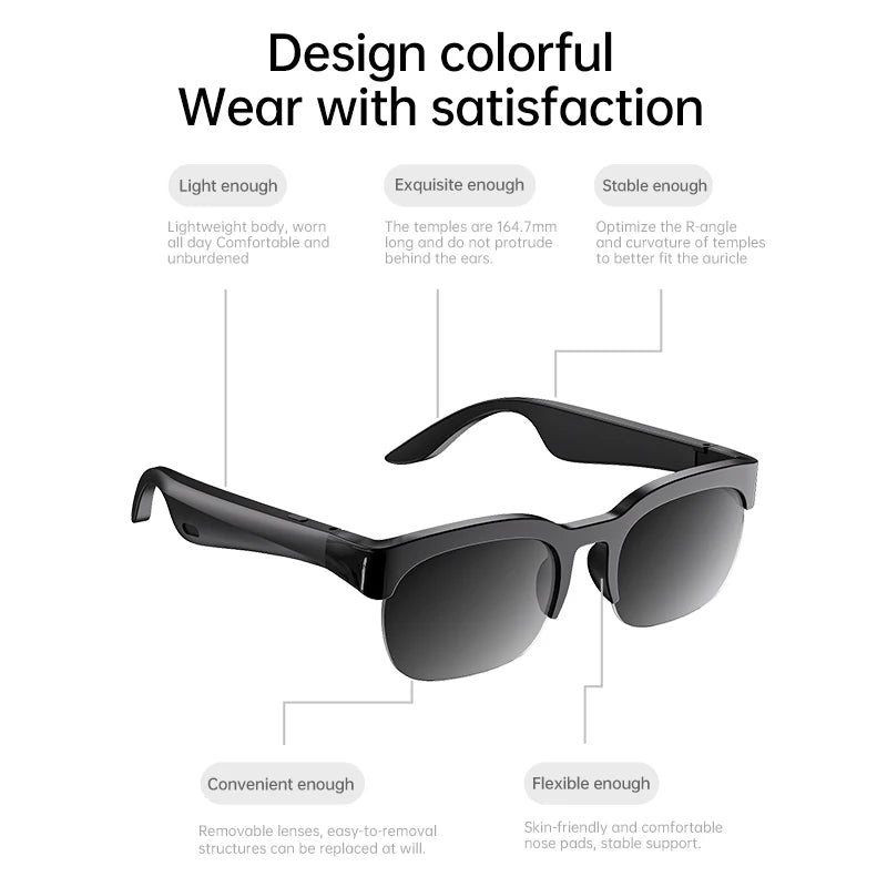 XG89 Smart Bluetooth Audio Sunglasses, Real-Time Translator Glasses with Anti-UV HD Lenses for Travel Driving Outdoor