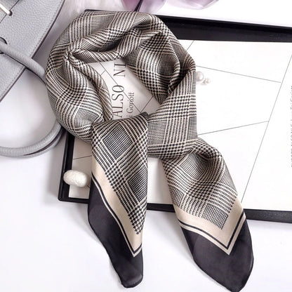 Luxury Floral Print Silk Square Scarf Women Soft Satin Kerchief Hairband Neckerchief Head Hijab Lady Headband Foulard Bag Ribbon