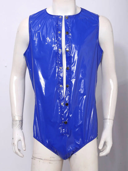 Men Women Waterproof Glossy Bodysuit Leak-proof Washable Diaper Cover Elderly Bedridden Special Needs Adaptive Jumpsuit Swimwear