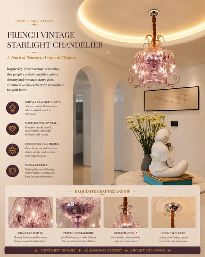 Pink Glass Swan Chandelier Luxury French Style LED Pendant Light for Living Room Bedroom Dining Room Home Decor