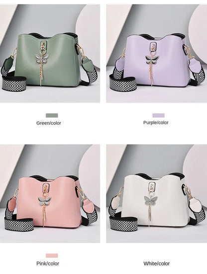 2025 Women White Handbag New Designer Butterfly Tassel PU Leather Messenger Bags Ladies Crossbody Female Tote Shoulder Bag