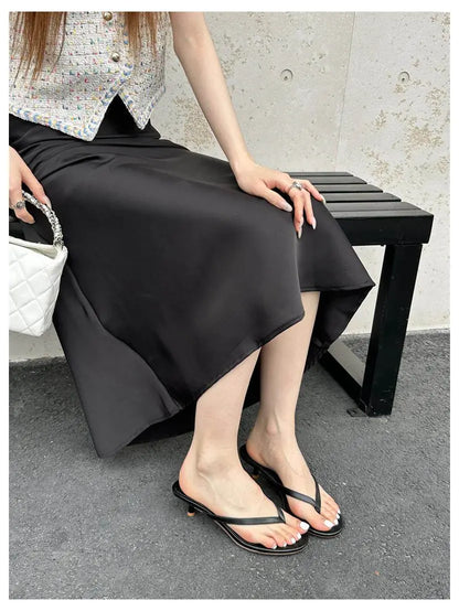 2026 New Summer Thin Heels Slippers Sandals Narrow Band Slides Ladies Shoes Fashion Women Pumps Flip Flops Luxury Slippers Shoes