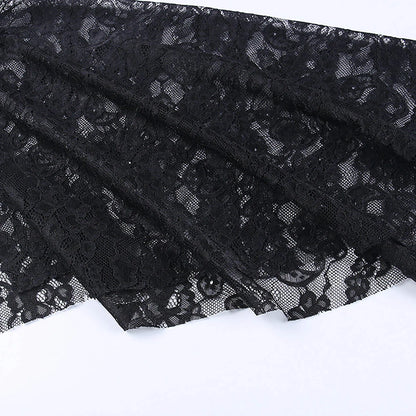 Gothic See Through Shrug Tops Grunge Aesthetic Black Flare Sleeve Crop Top Women Streetwear Vintage Punk Sexy Clothing