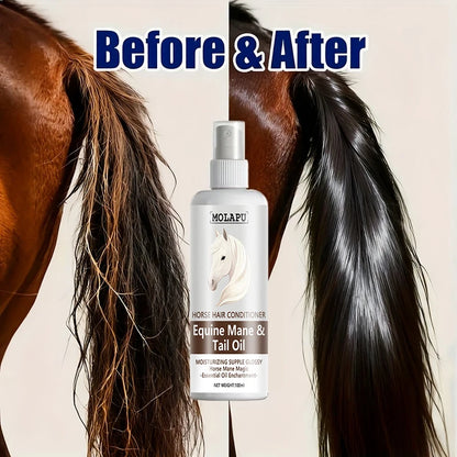 Horse Care Oil - Instant Detangler & Smoothing Mane Conditioner, Plant-Based Horsehair Oil for All Breeds and Foals, Shining Detangling Spray, Suitable for Braiding, Bun Making, Performances, and Daily Grooming