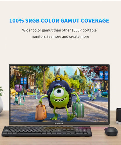 HGFRTEE Portable Monitor 18.5inch 120Hz Resolution Travel Size Gaming Display with USB-C Connection for Laptop PC Game Consoles