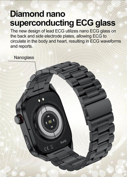 TK16 Smart Watch Men 2.04 Inch Amoled Bluetooth Call AI Voice ECG Health Monitoring SOS Sports Fitness Tracker Women Smartwatch