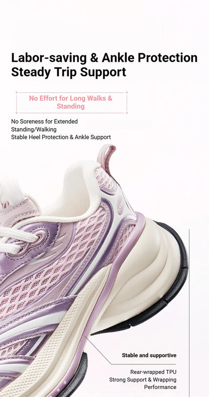 Xtep Basque 3.0 Trendy Cushioning Stable Soft Flexible Rubber Thick Sole Daily Sports Female Shoes 874218320006