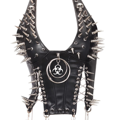 Goth Top Y2K Clothes Women's Tanks Emo Clothing Gothic Boho Tops with Spikes Punk Rock Teens Festival Spiked Bra Grunge T Shirt