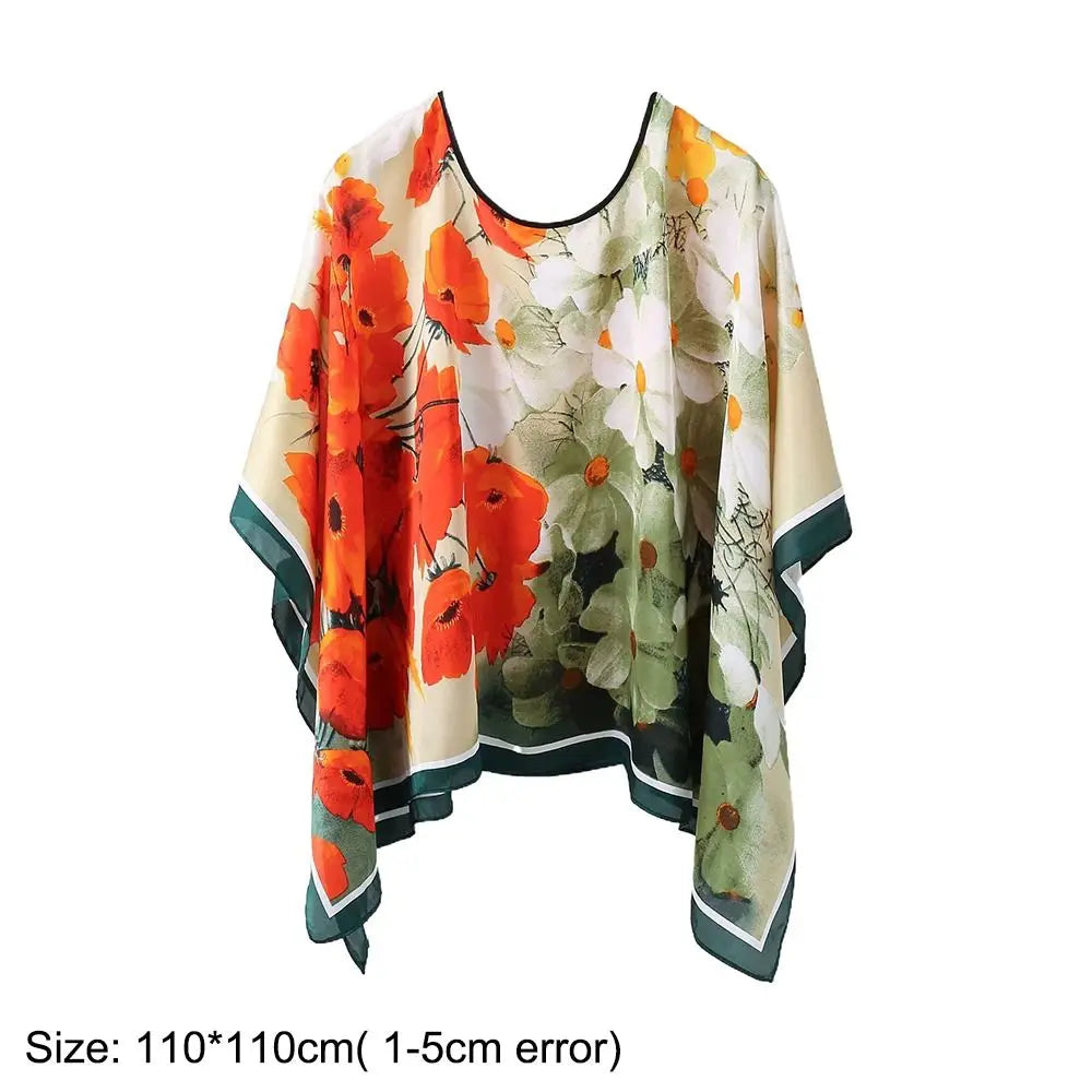 Shawls Summer Beach Sexy Women Fashion Print Chiffon Smock Bikini Cover Up Loose Blouse Sunscreen Comfortable Poncho