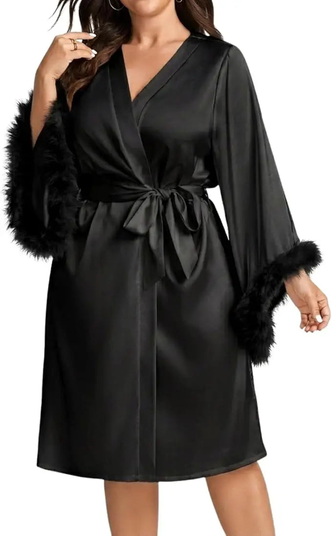 Vestidos De Novia Satin Kimono Women Short Robe Feather Sleeve Bride Wedding Dress Sexy Lingerie Pijama Mujer Bridesmids Gown