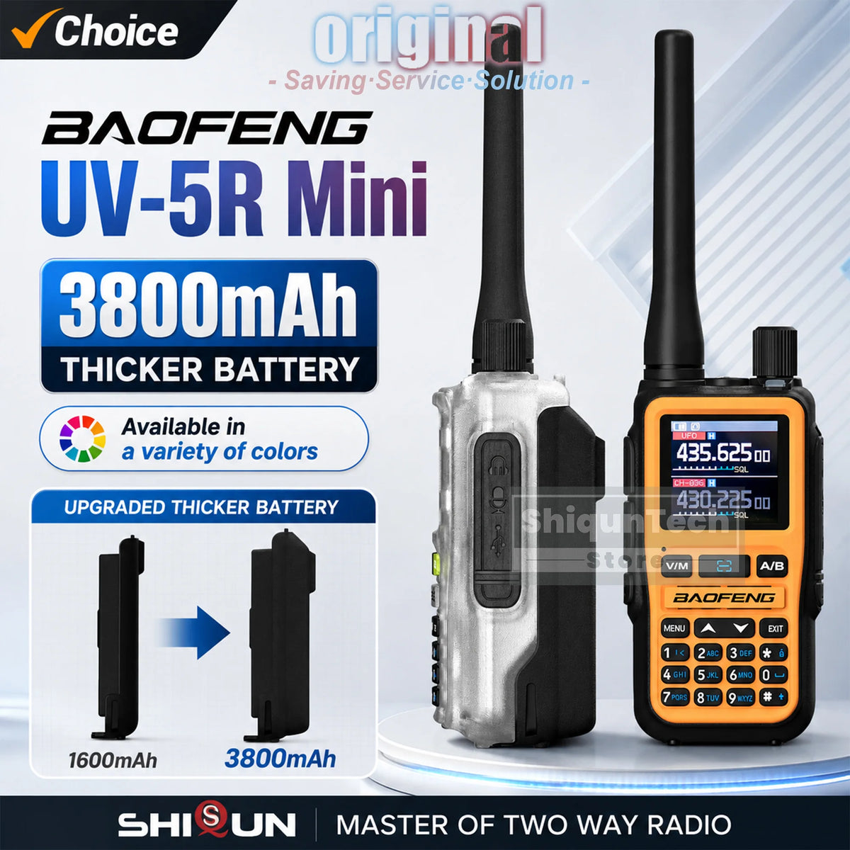 Baofeng UV 5R Mini Walkie Talkie 3800mAh High Capacity Air Band UHF/VHF FM Bluetooth Programming Type-C Camping Radio Upgrade 5R