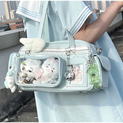 New Concert Ita Bags Y2k Cute Jk Girl Shoulder Bags Badge Display Transparent Crossbody Bag Stylish Large-capacity Commuter Bags