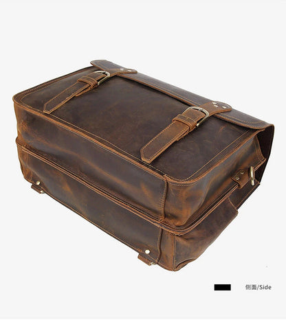Vintage Crazy Horse Genuine Leather Men Briefcase Large Business Bag Tote Office Bag 15.6“Laptop Case Attache Male Shoulder Bag