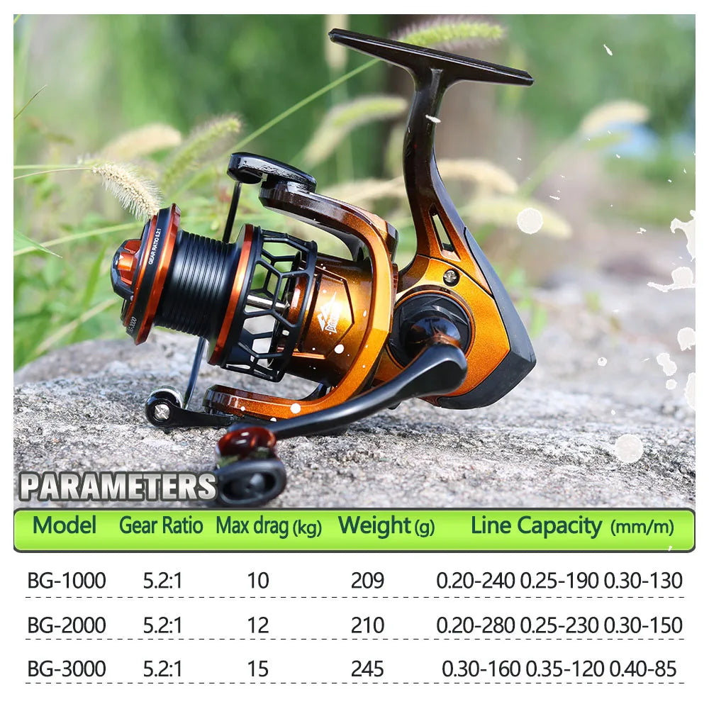 JOSBY Spinning Fishing Reel 1000 2000 3000 Series Metal line Cup Pesca 5.2:1 Gear Ratio Wheel Carp Freshwater Seawater Tackle
