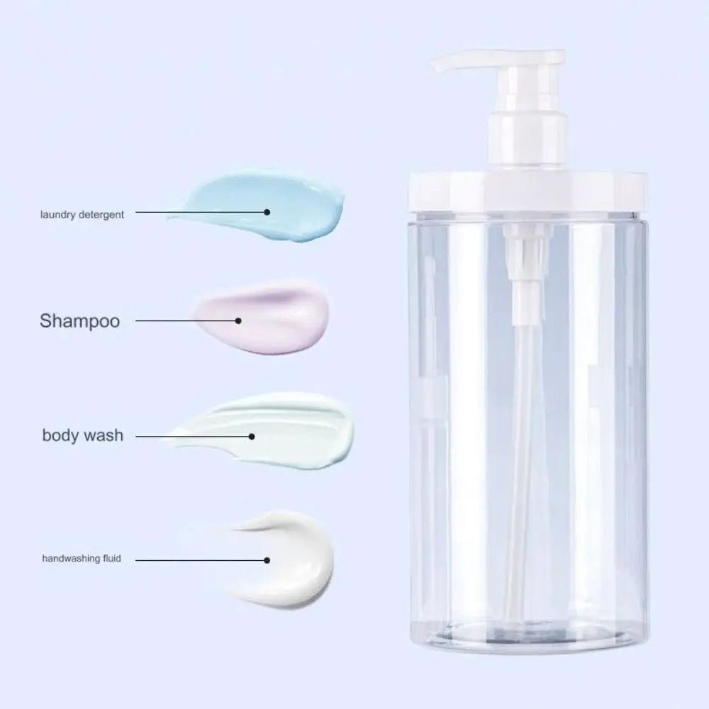 500/1000ml Pump Bottle Dispenser Wide Mouth Clear Shower Soap Dispenser Refillable PET Storage Bottle