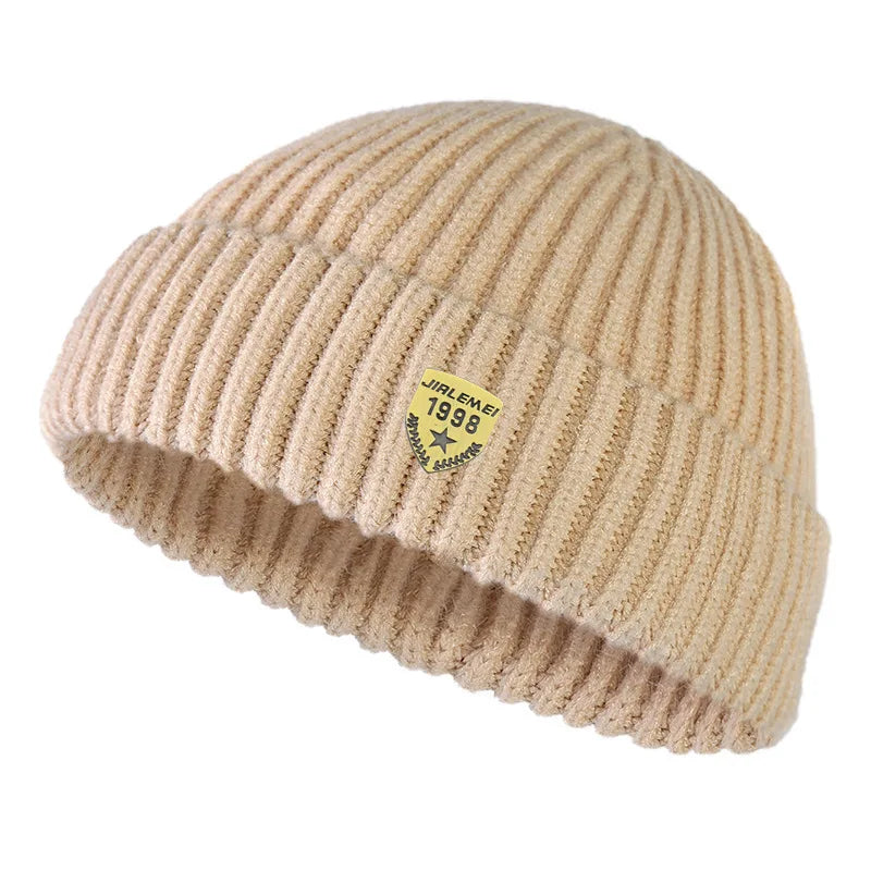 Knitted Hats for Men Women Roll Up Edge Skull Melon Cap Winter Spring Solid Warm Landlord Casual Hip Hop Beanie Hat