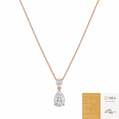 2-Stone 2.5cttw Waterdrop Moissanite Pendant Necklace for Women S925 Silver Plated 18k Gold Pear Cut Diamond NeckChain Jewelry