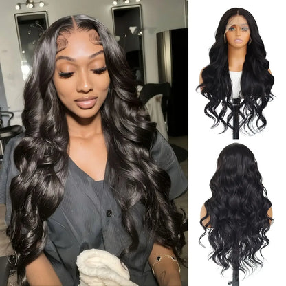 Body Wave ce Front Synthetic Wigs,Long Glueless Lace Front Wig with Pre Plucked Natrural Hairline and Baby Hair