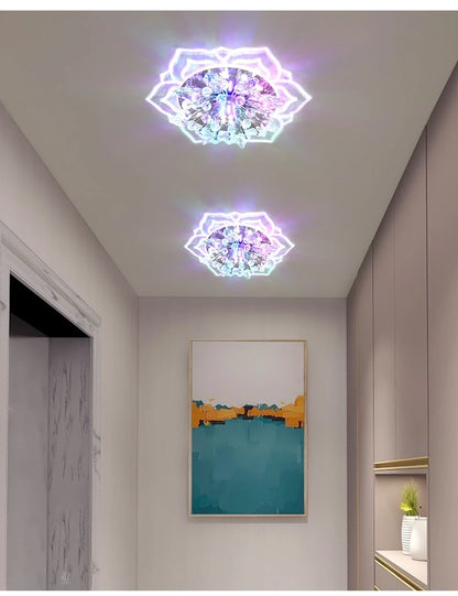 LED Lotus Glass Corridor Ceiling Lights porch Hallway Plastic Leaves Ceiling Lamps Living Room Balcony Ceiling fixtures