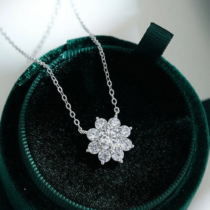 KNOBSPIN Moissanite Necklace Flower Pandent GRA Certified s925 Sterling Silver Plated 18k White Gold Fashion Necklaces for Women