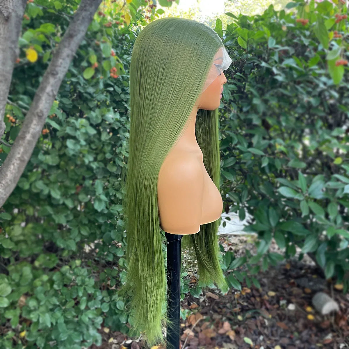 Green 13x4 Lace Front Wigs for Women 26 Inch Long Straight Synthetic Hair Wig Glueless 150% Density Natural Looking