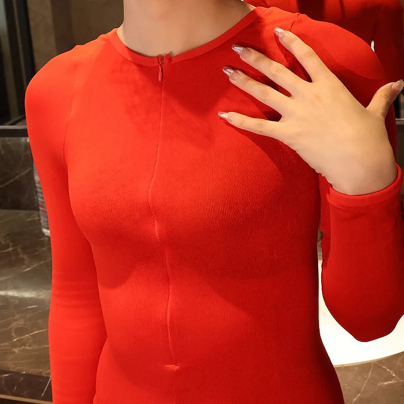Unisex Autumn Winter Back Open Bodystocking Without Thin Thick Fleece Catsuit Bodysuit Tights Leotard Conjoined Jumpsuit Unitard