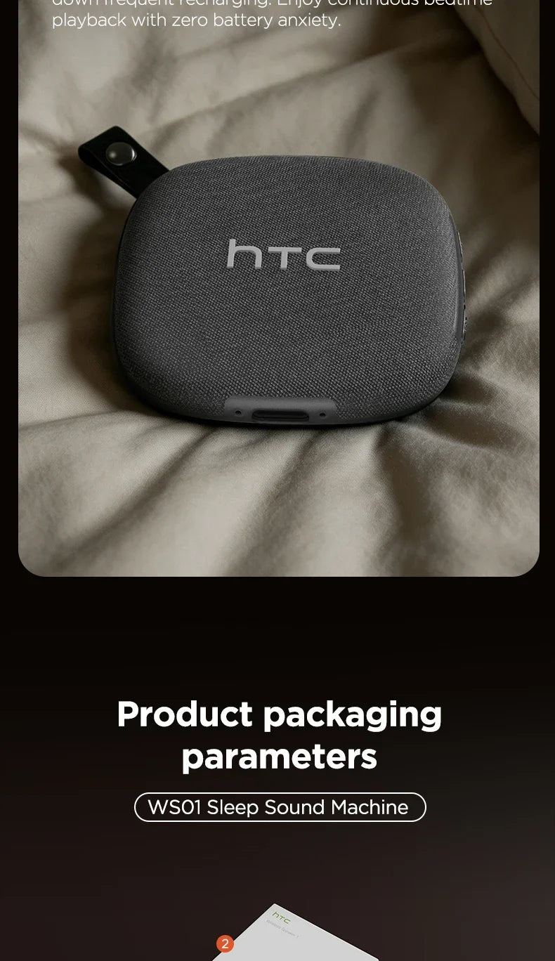 HTC WS01 Pillow Speaker Bluetooth Long Battery Built-in White Noise Sound Ultra-Thin Wireless Portable Speaker For Side Sleeper