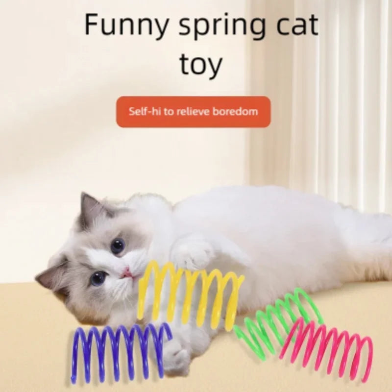 4Pcs Interactive Colorful Gauge Kitten Coil Spiral Springs Cat Toys for Kittens And Cats Pet Products