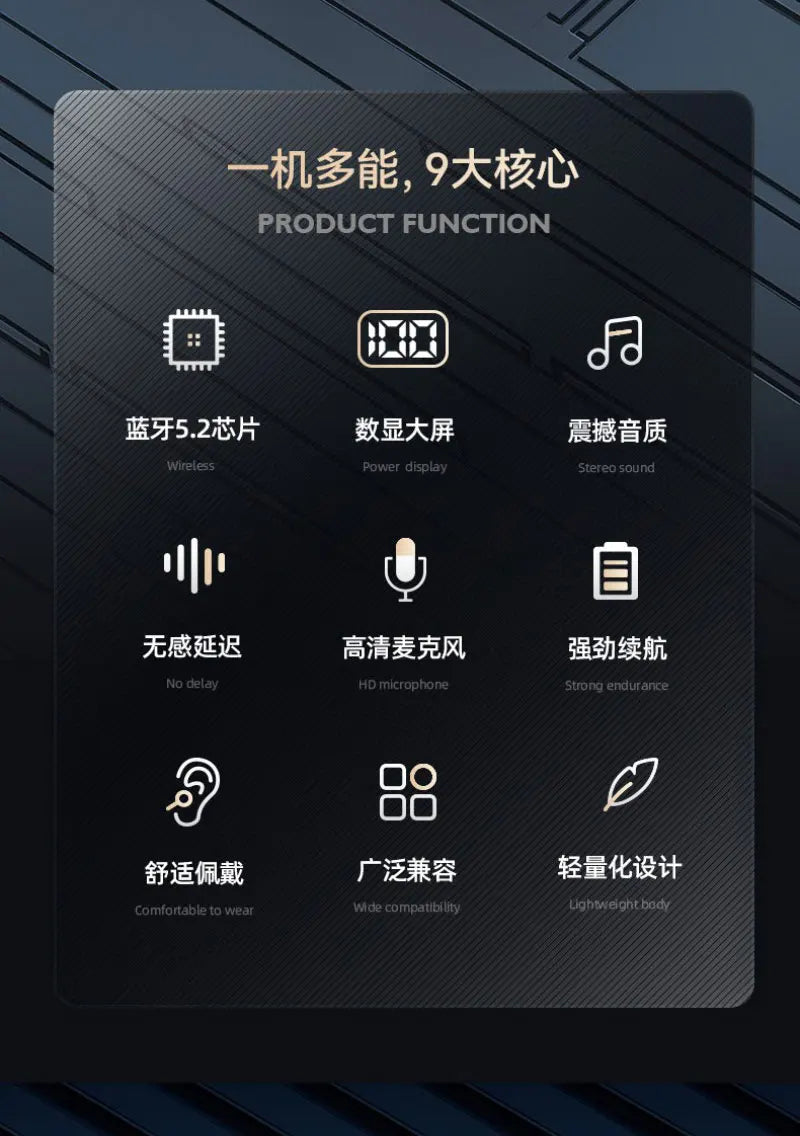 Wireless Bluetooth Earbuds Touch Control Headphones Noise Reduction Power Display Earphones for iPhone In Ear TWS Headset