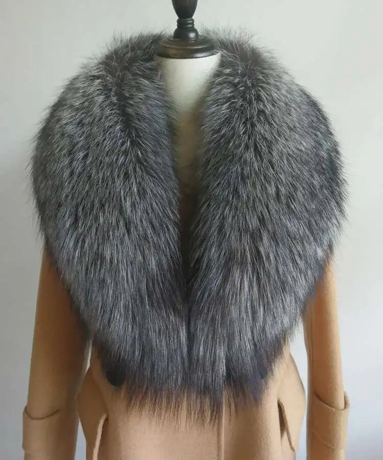 Real Fox Fur Collar for Women Coat Jacket Female Wraps Winter Warm Fur Scarf Extra Large Size Neck Warmer Fur Shawls Scarves