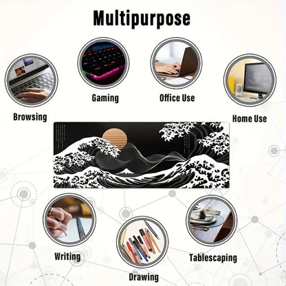 VIKAMA Large Mouse Pad Great Wave off Kanagawa Design Non-Slip Gaming Desk Mat for Office And Gaming Desktop Decoration