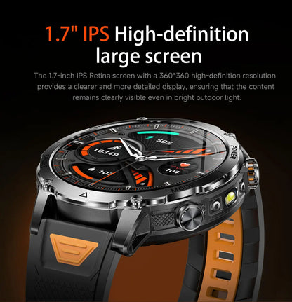 New 1400mAh Big Battery Smart Watch Men Outdoor GPS Flashlight IP68 Waterproof Bluetooth Call AMOLED Military Sports Smartwatch