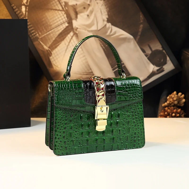 Luxury Fashion Brand Women's Handbags Genuine Leather Shoulder Crossbody Bag Crocodile Small Hard Square Portable Messenger Bags