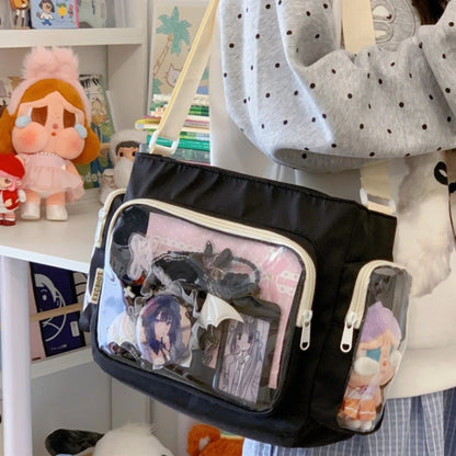 Trendy Transparent Crossbody Bag for Girls Large Capacity Shoulder Bags Fashionable School Style Texture and Versatile Ita Bag