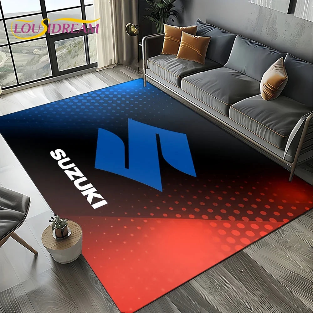 2025 Racing Car S-SUZUKI Logo Motorcycle Carpet Rug for Bedroom Living Room Home Sofa Decoration,kids Play Decor Floor Mat Gift