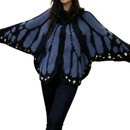 Crochet Monarch Butterfly Knit Cardigan Soft Breathable MonarchButterfly Cardigan Sweater Keep Warm with Butterflies Wing
