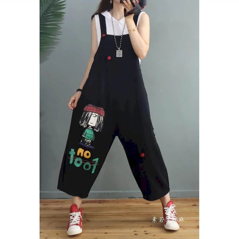 Denim Jumpsuits Women Straight Pants One Piece Outfit Women Rompes Loose Korean Style Casual Vintage Playsuits Women Clothing
