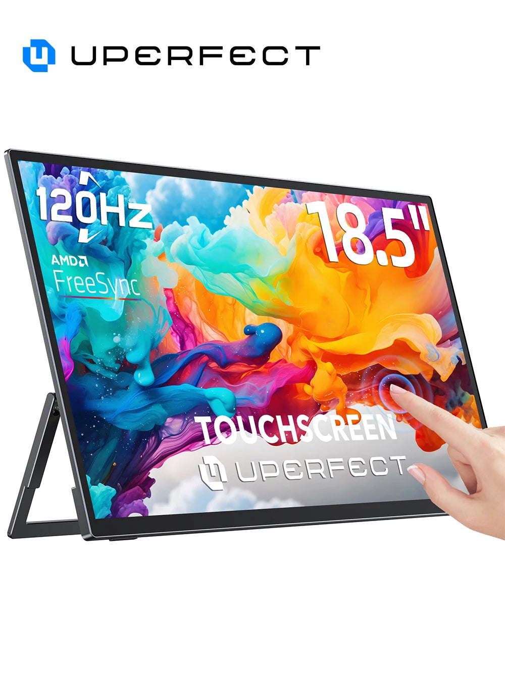 UPERFECT Portable Monitor Touchscreen 18.5'' FHD IPS 10 point Touch Screen Travel Gaming Display w/Kickstand & Speaker HDMI USB C External Screen for Laptop MacBook PC Surface PS5 Xbox