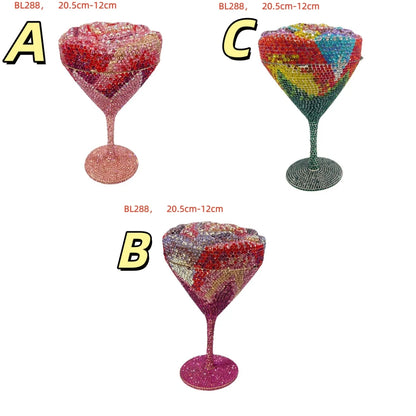Champagne Bottle Bag Hollow Rhinestone Diamond Evening Bag Party Wedding Banquet Clutch Purse for Women Sac De Marque Luxe Femme