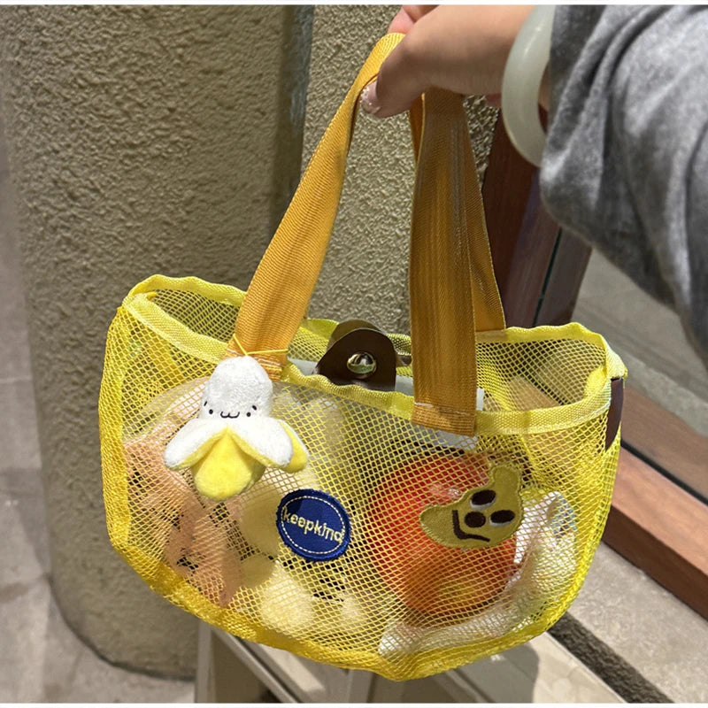 Cute Apple Mesh Handbag Niche Fruit-shaped Shoulder Bag Lightweight And Portable Travel Toiletry Storage Bag Fashion Beach Bag