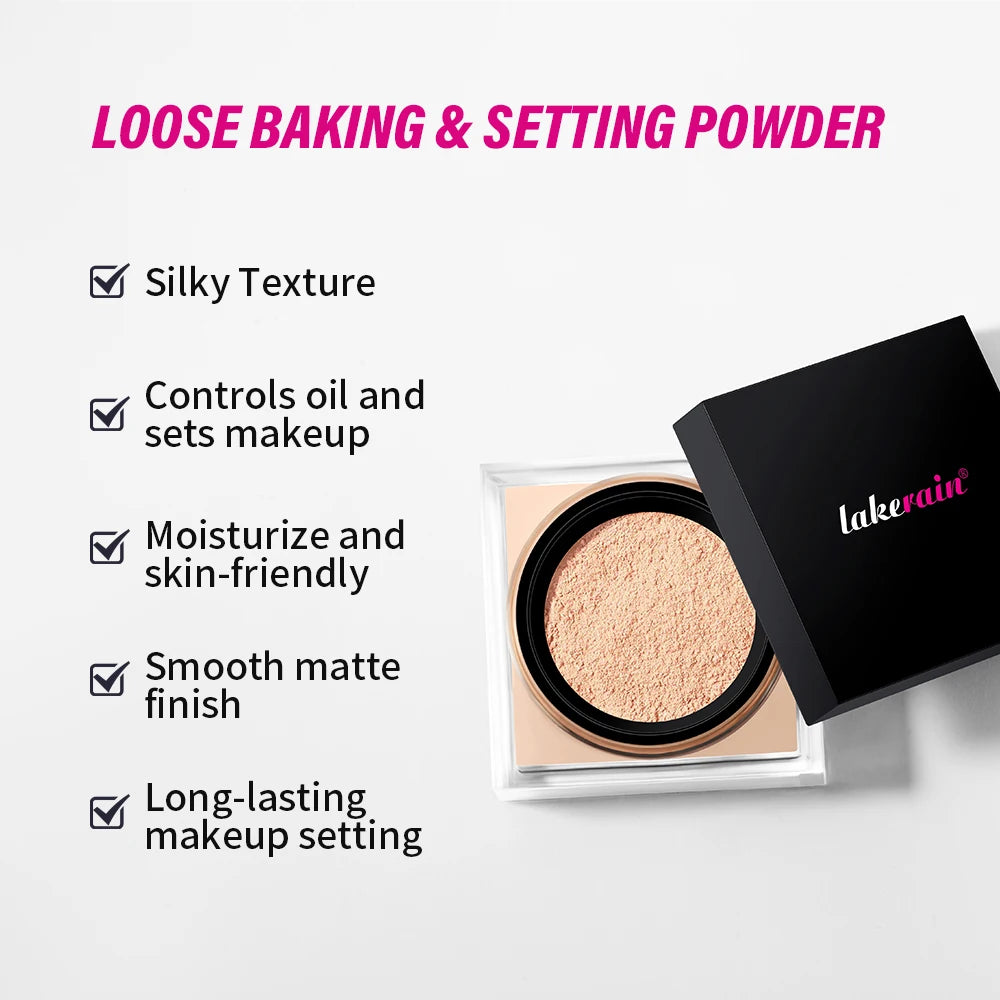 Loose Baking&Setting Powder Long Lasting Oil Control Natural Face Matte Waterproof Brighten Loose Powder Makeup Cosmetics