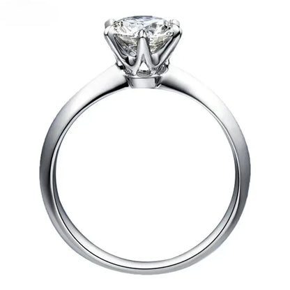 Classic D Moissanite Six Claw Ring S925 Sterling Silver Luxury Wedding Anniversary Jewelry Rings Wholesale