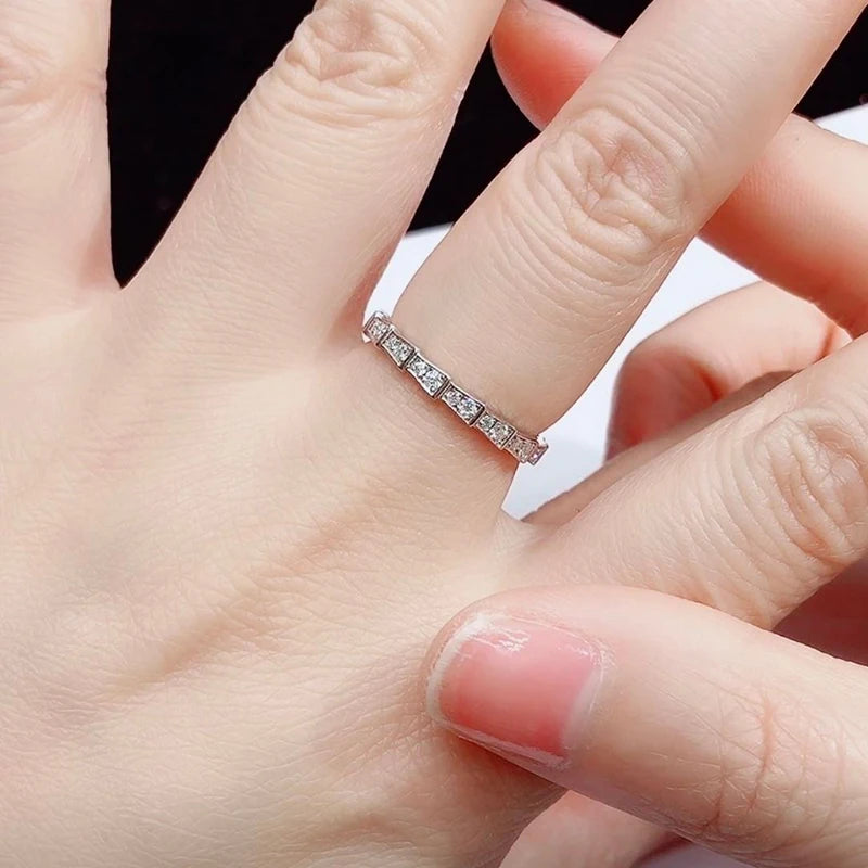 Moissanite Ring 100% Pass Diamond Tester Pen Matching Wedding Diamond Band for Women 925 Sterling Silver Female Single Tail Ring